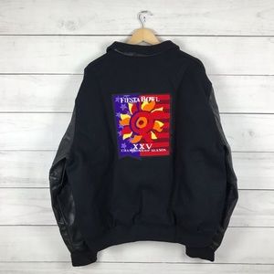 Vintage 1996 Tostitos Fiesta Bowl College Football Leather Arms Bomber Jacket